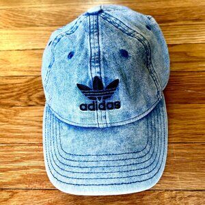 VINTAGE ADIDAS BLUE DENIM FITTED BASEBALL CAP